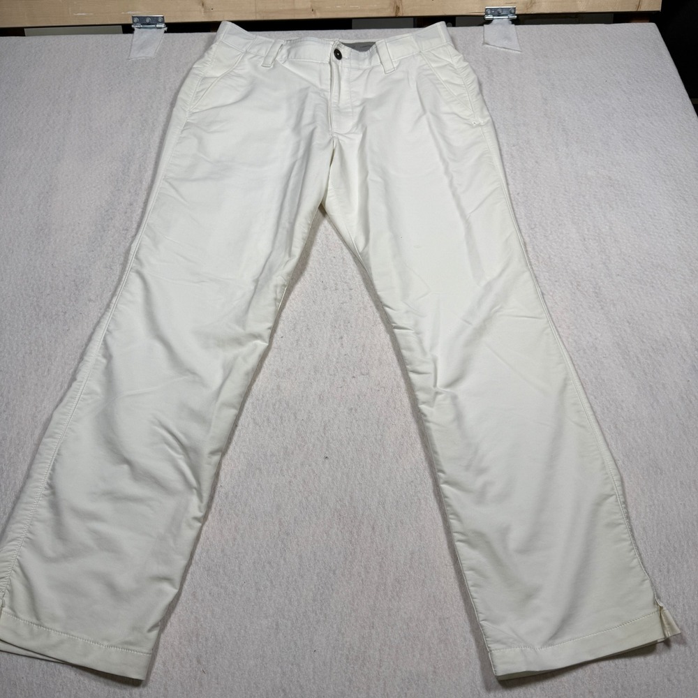 Under Armour Mens Loose Fit Golf Pants White Flat Front 34x30 Performance Chino